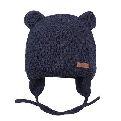 BAVST Baby Beanie Hat for Winter with Earfalp Cute Bear Kids Toddler Girls Boys Warm Knit Cap 0-2Years?Navy, S