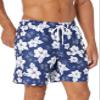 Amazon Essentials Men's Swim Trunks with Mesh Lining, Pockets, Drawstring Closure, Navy Hibiscus Flower, Large view 4
