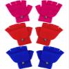 3 Pairs Kids Fingerless Mittens Convertible Flip Top Gloves Children Soft Knitted Gloves for Boys Girls (Rose, Red, Blue, Medium) view 1