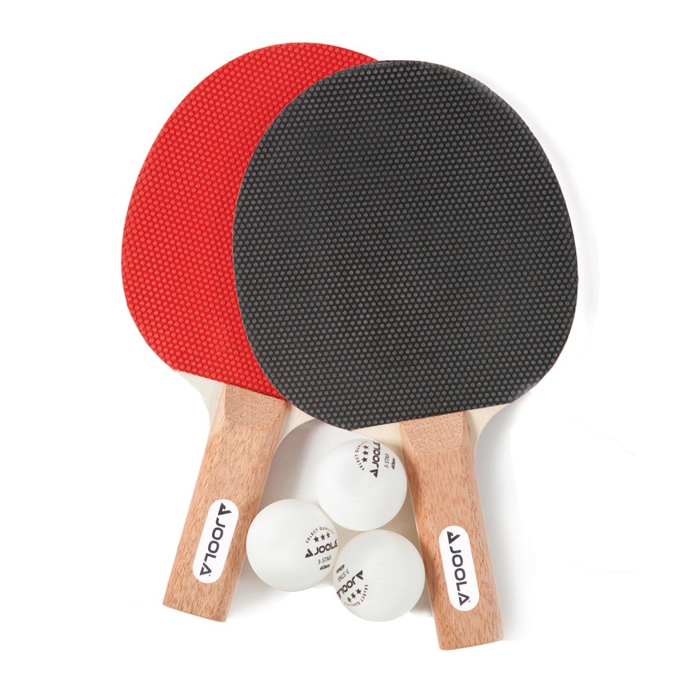 JOOLA Essentials Duel 2-Player Table Tennis Paddle Set with 2 Ping Pong Paddles & 3 Balls - Pips Out Hardbat Ping Pong Rackets Great for All Playing Levels & Ages - White Balls