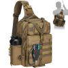 Piscifun 30L Fishing Tackle Backpack with Rod & Water Holder, Multi-Compartment Lightweight Large Tackle Sling Bag for Fishing Gear and Equipment, Gift for Men, Khaki view 1