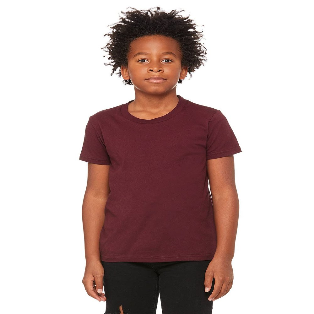Bella + Canvas Youth Jersey Short-Sleeve T-Shirt S MAROON