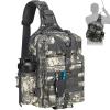 Piscifun Fishing Tackle Bag with Rod & Gear Holder, Lightweight Sling Tackle Storage Bag, Outdoor Shoulder Backpack for Hiking, Hunting, Camouflage view 1