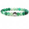 Womens 7 Colors 8mm Colourful Natural Stone Beads Bracelets Dog Cat Footprint Paw Charms Bracelet Pet Lover Strench Jewelry Green view 1