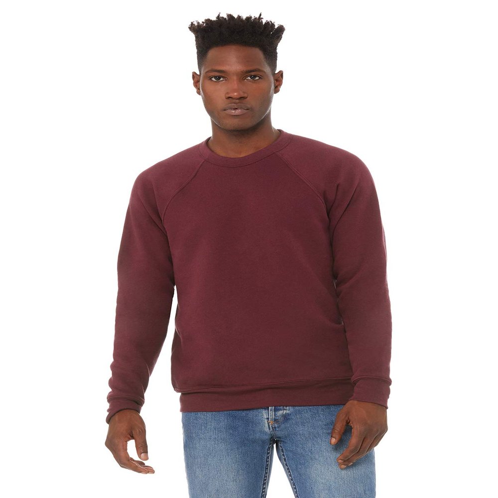 Bella + Canvas Unisex Sponge Fleece Crewneck Sweatshirt M MAROON