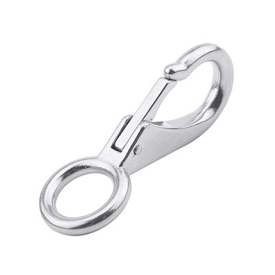 MroMax Fixed Eye Hook,304 Stainless Steel 0 Carabiner Lock Boat Clip Hook 83mm Length Silver Tone 1pcs