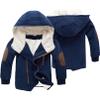 EISHOW Clearance Kids Boys Warm Thick Jackets Hooded Cotton Fleece Parka Coat Children Winter Zipper Outerwear (Navy, 7-8 years) view 1