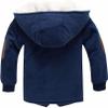 EISHOW Clearance Kids Boys Warm Thick Jackets Hooded Cotton Fleece Parka Coat Children Winter Zipper Outerwear (Navy, 7-8 years) view 4