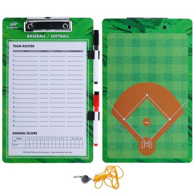 Baseball Clipboard for Coaches Double Sided Baseball Lineup Board, Baseball Whiteboard Bundled with Whistle and Dry Erase Markers