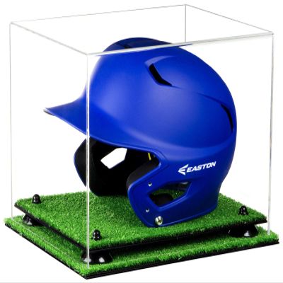 Acrylic Display Case for Baseball Batting Helmet Premium Baseball Display Case with Wall Mount and Polished Edges Durable Display Cases for Collectibles.Dim:12.25 L x 10 D x 10.5 H (A012-BR)