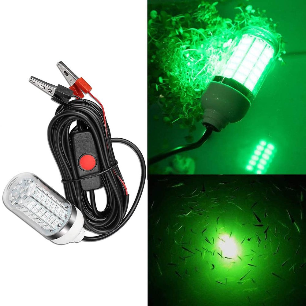 LED Fishing Light 15w,12v,Green IP68 Waterproof 360 All-Round Fish Light for Night Fishing, Lure