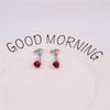 GRACE JUN Long Water Drop Rhinestone Crystal Clip on Earrings No Pierced for Women Costum Jewelry (Silver Red Clip-On) view 3