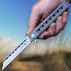TACTICAL GEARZ Titanium Pocket Folding Knife for EDC, Solid Tc4 Titanium Handle, D2 Steel Tanto Blade (Onyx Midnight) view 2