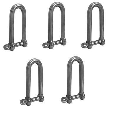Prolinemax 5 Pc 3/8'' Boat Marine Stainless Steel Long D Shackle W/Captive Pin Rigging 1,000 Lbs Cap.