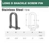Prolinemax 5 Pc 3/8'' Boat Marine Stainless Steel Long D Shackle W/Captive Pin Rigging 1,000 Lbs Cap. view 4