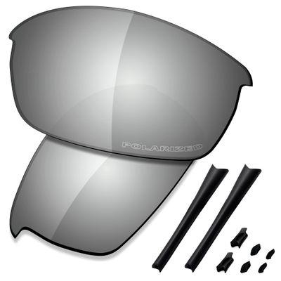 SAUCER Premium Replacement Lenses & Rubber Kits for Oakley Flak Jacket | Flak Jacket Low Bridge Fit Sunglasses High Definition - Chrome Metal Polarized