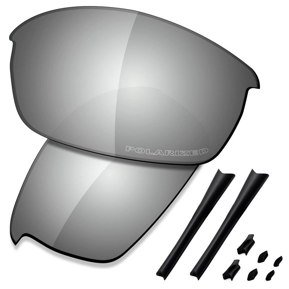 SAUCER Premium Replacement Lenses & Rubber Kits for Oakley Flak Jacket | Flak Jacket Low Bridge Fit Sunglasses High Definition - Chrome Metal Polarized