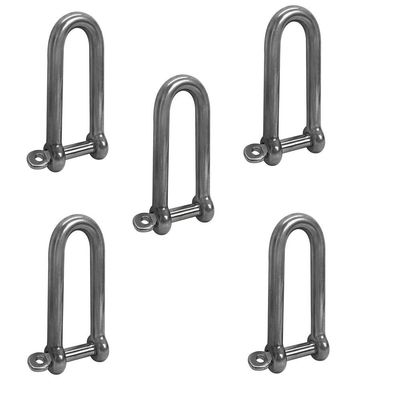 5/16" Boat Marine Stainless Steel Eye Screw Pin Chain Long D Shackle Sailing Rigging - Pack 5