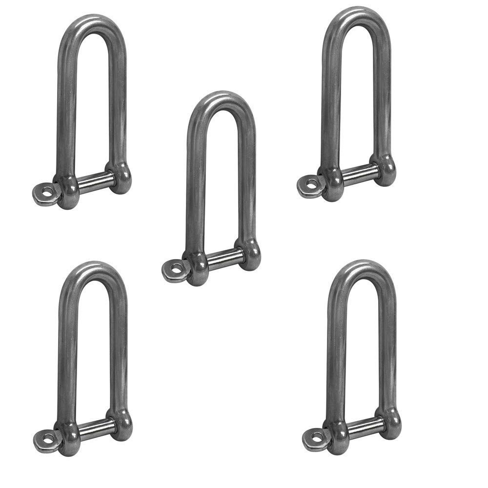 5/16" Boat Marine Stainless Steel Eye Screw Pin Chain Long D Shackle Sailing Rigging - Pack 5