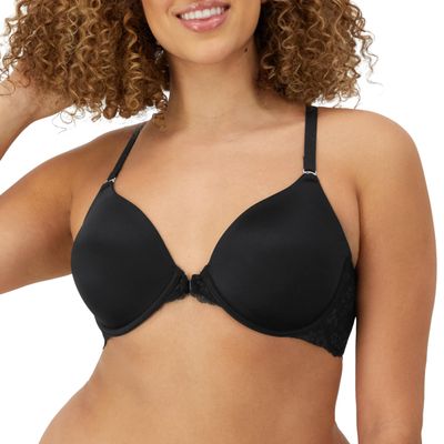 Maidenform Women's One Fab Fit Extra Coverage Lace T-Back Bra, Black, 42C