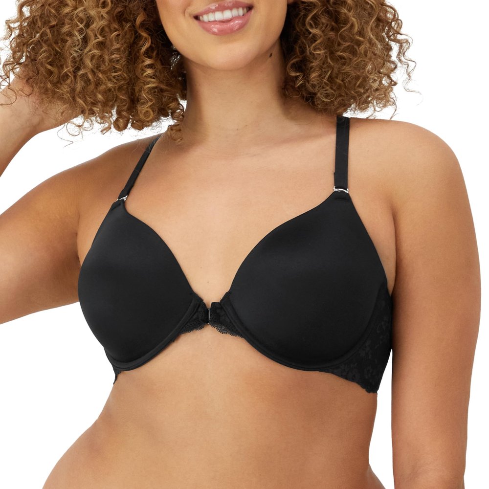 Maidenform Women's One Fab Fit Extra Coverage Lace T-Back Bra, Black, 42C