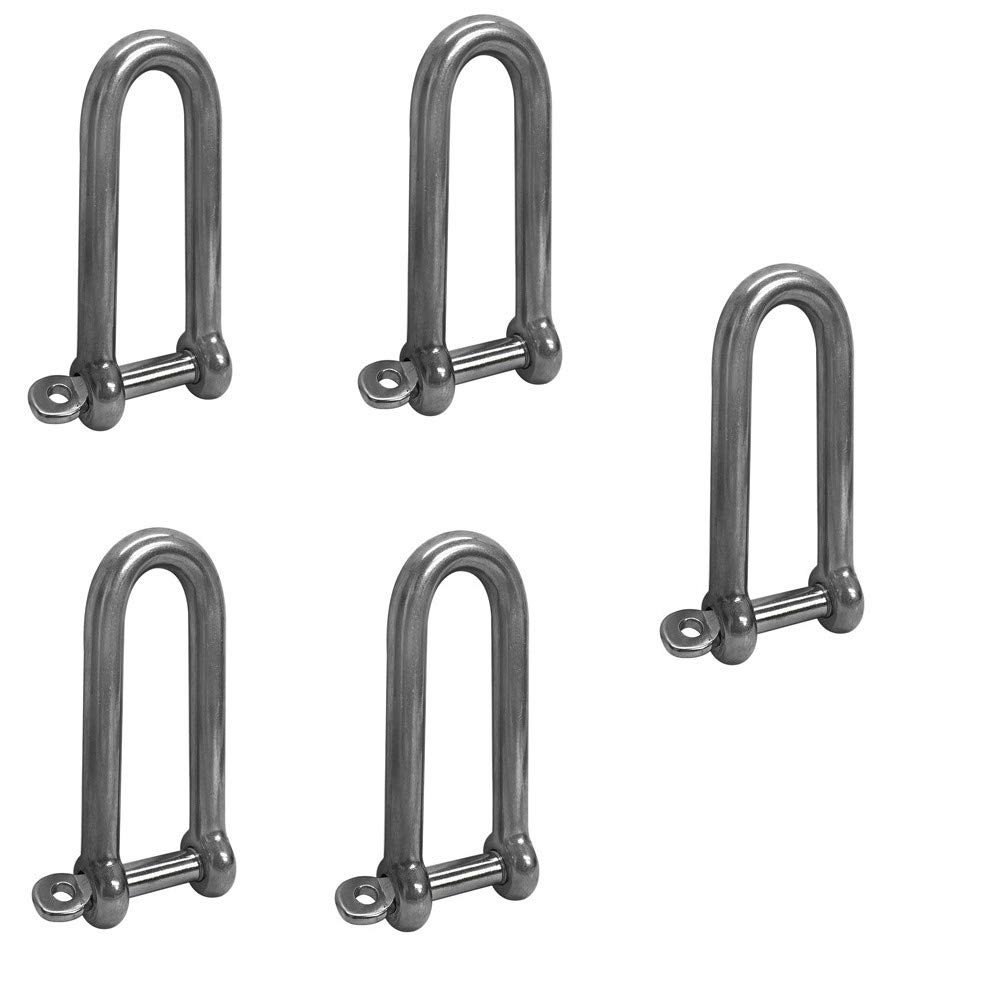 3/8" Boat Marine Stainless Steel Eye Screw Pin Chain Long D Shackle Sailing Rigging - Pack 5