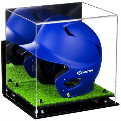 Acrylic Display Case for Baseball Batting Helmet Premium Baseball Display Case with Turf Base and Polished Edges Durable Display Cases for Collectibles .Dim: 12.25" L x 10" W x 10.5" H (A012-BR)