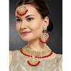 Aheli Indian Wedding Wear Faux Kundan Necklace with Maang Tikka Set Ethnic Fashion Bharatanatyam jewellery set Gift for Women Red view 2