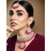 Aheli Indian Wedding Wear Faux Kundan Necklace with Maang Tikka Set Ethnic Fashion Bharatanatyam jewellery set Gift for Women Red view 3