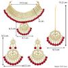 Aheli Indian Wedding Wear Faux Kundan Necklace with Maang Tikka Set Ethnic Fashion Bharatanatyam jewellery set Gift for Women Red view 4