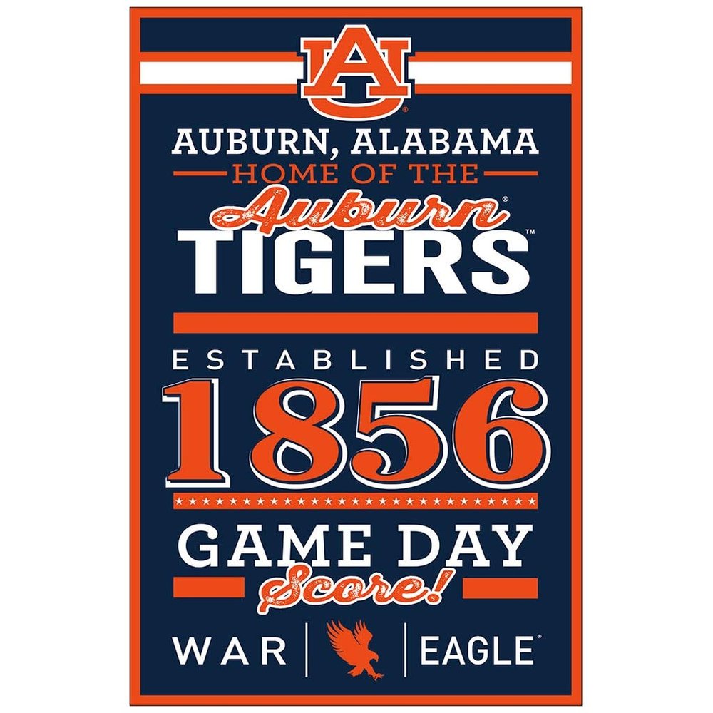 WinCraft NCAA Auburn Tigers SignWood Established Design, Team Color, 11x17