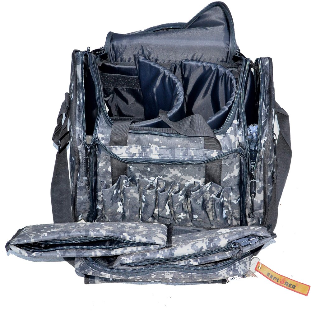 Explorer Large Padded Deluxe Tactical Range Bag Rangemaster Gear Tactical Assault Sling Pack Range Shoulder Camera Bag Modular(Black Camo Color)