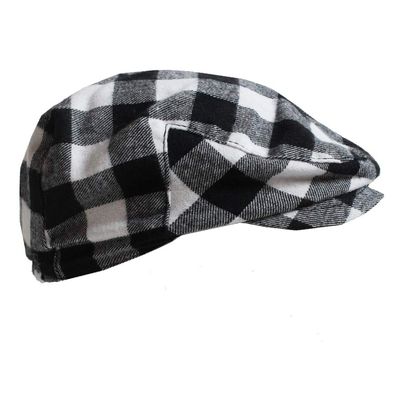 juDanzy Baby & Toddler Plaid Cabbie Hats (Newborn, Black & White Buffalo Plaid)