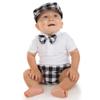 juDanzy Baby & Toddler Plaid Cabbie Hats (Newborn, Black & White Buffalo Plaid) view 2