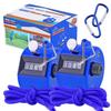 Hand Pitch Tally Counter Clicker 2 Pack Blue Handheld People Lap Counter Clickers with 2 Lanyard and 2 Carabiners Manual Mechanical 4 Digit Number Finger Ring Click for Umpire Baseball Golf Sports view 1