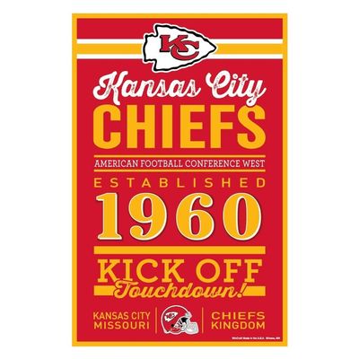 NFL Kansas City Chiefs SignWood Established Design, Team Color, 11x17