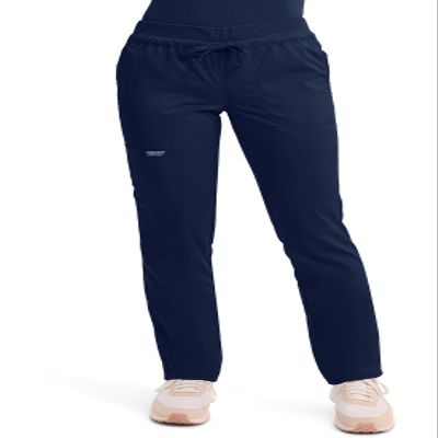 Cherokee Scrubs for Women Mid Rise Tapered Leg Drawstring Pant with 5 Pockets, Cargo Bottom with 2 Way Stretch Fabric - WW105, S, Navy