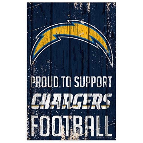 Wincraft NFL Los Angeles Chargers SignWood Proud to Support Design, Team Color, 11x17