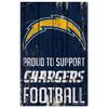 Wincraft NFL Los Angeles Chargers SignWood Proud to Support Design, Team Color, 11x17 view 1