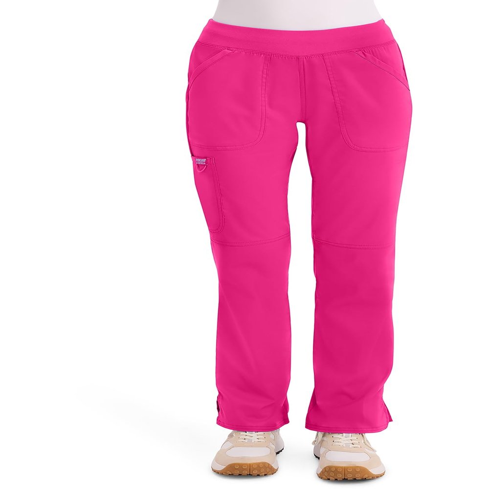 Cherokee Women Scrub Pant with Straight Leg Pull-on Pant Medical Bottom with 4 Pocket & 2-Way Stretch Fabric - WW110, S, Electric Pink
