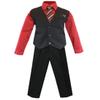 Luca Gabriel Toddler Boys' 4 Piece Pinstripe Vest Shirt Tie Pant and Hanky Set Red - 3t view 1