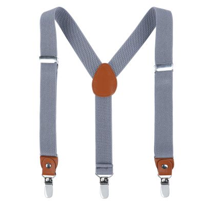 AWAYTR Kids Boys Adults Suspenders - 4 Sizes Sturdy Metal Clips Elastic Adjustable Suspender (27 inches (5 Years-9 Years),Dark gray)