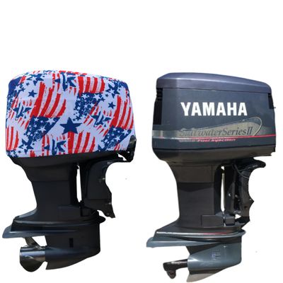 OUTERENVY American Patriot Outboard Motor Cover for Yamaha OX 66 V6 150-250 HP (2-Stroke) | Made in USA to Stay on While You Run! | 105A