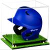 Acrylic Display Case for Baseball Batting Helmet Premium Baseball Display Case with Turf Base and Polished Edges Durable Display Cases for Collectibles .Dim: 12.25" L x 10" W x 10.5" H (A012-GR) view 1