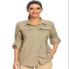 linlon Women's UPF Long Sleeve Fishing Shirts Button Up Hiking Safari Shirts Sun Protection and Quick Dry,Khaki,M view 1