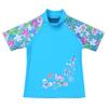 ACSUSS Kids Girls 2PCS Swimsuit UPF 50+ Short Sleeves Floral Rash Guard Set Turtleneck T-Shirt with Shorts Swimwear Sky Blue 5-6 view 4