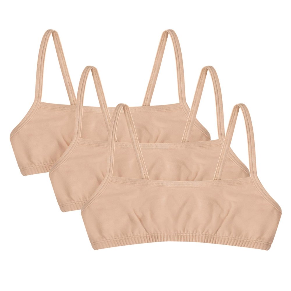 Fruit of the Loom Girls' Big Cotton Spaghetti Strap Sport 3 Pack(Pack of 3), Sand, 30