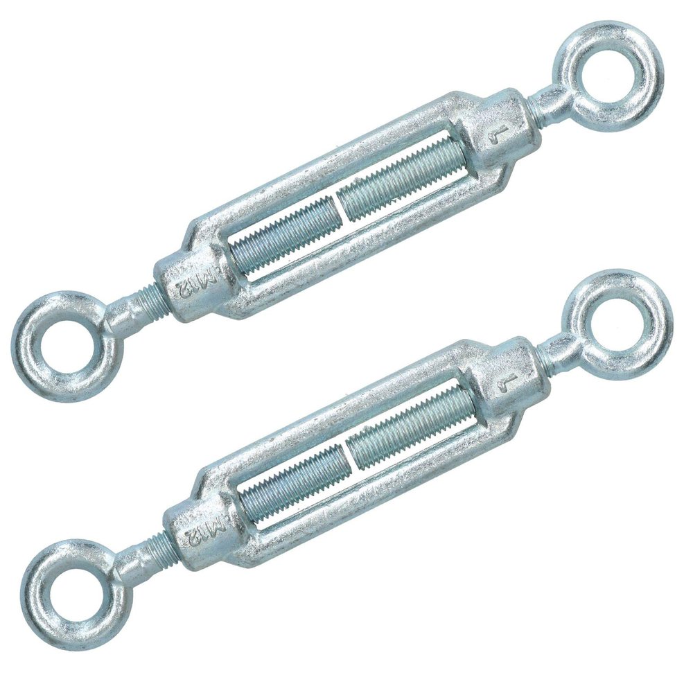 AB Tools 2 Pack Straining Screw/Turnbuckle Eye to Eye Galvanised Rigging M12