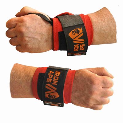 IRON APE Extra Stiff 34" Wrist Wraps. New Versatile Twin Thumb Loop Design for Powerlifting, Strongman, Weightlifting, and Bodybuilding. Weightlifting Wrist Support for Men and Women