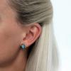 81stgeneration Sterling Silver Vintage-Style Filigree Frame Oval Turquoise Stud Earrings for Women - Victorian-Inspired Floral Studs - Blue Gemstone Earrings With Ornate Scrollwork - Boho Jewelry view 3